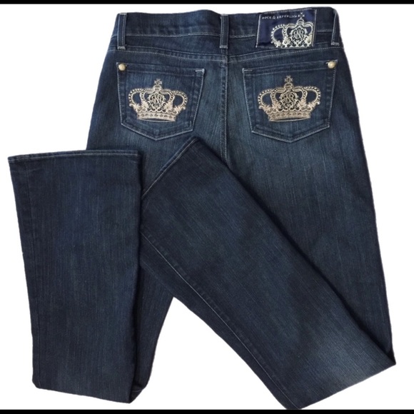 NWT Rock & Republic Victoria Beckham Gold Crown Straightleg Jeans Sz 29 (owner) - Picture 5 of 15